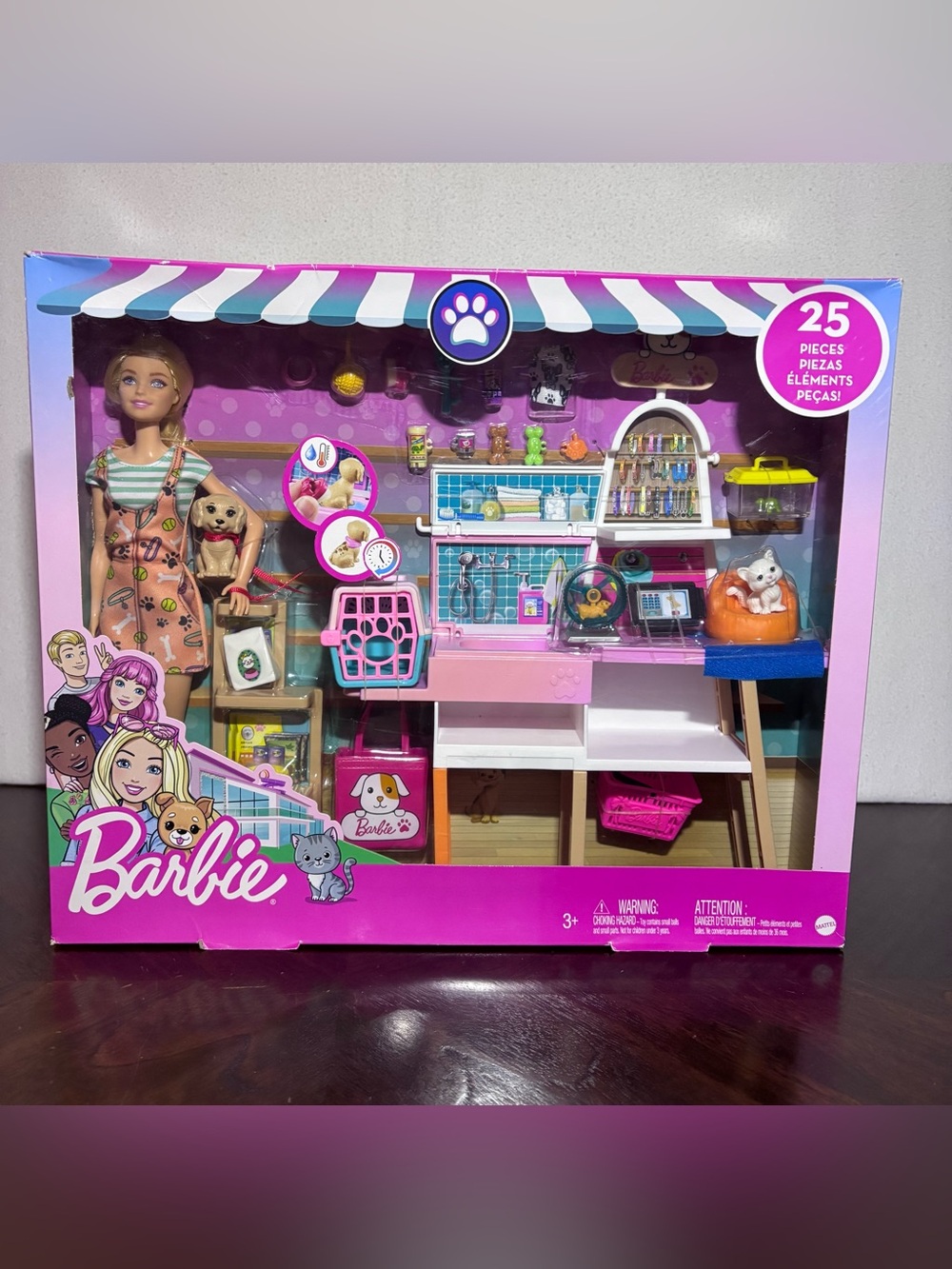 Barbie Pet Boutique Doll & Playset 25 Pieces 4 Pets NEW IN BOX